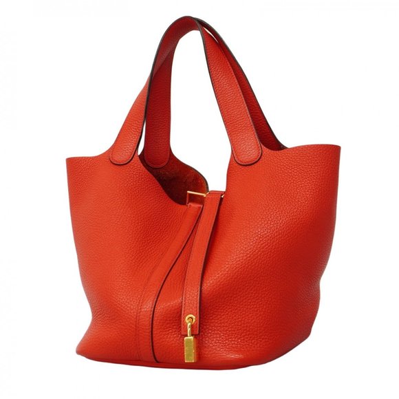 Hermes Hermès Picotin Lock MM Handbag in Taurillon Clemence Rouge Tomato with... - Picture 1 of 13